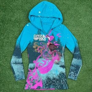 Y2K Deadstock Crystal Rock by Christian Audigier Rhinestone Zip Hoodie
